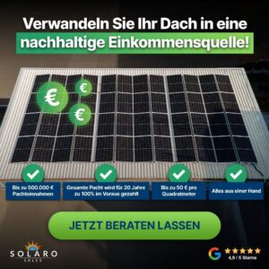 Aus Dach und Freifläche wird Gewinn, Photovoltaik mit kostenfreier Sanierung oder Mieteinnahmen.